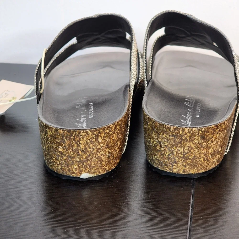Andrea Michele Sandals Silver Women's 40 Made In Italy Style 24910 Cork Bling‎